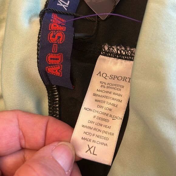 AQ-Sport black lime green leggings Size XL New - Picture 8 of 8